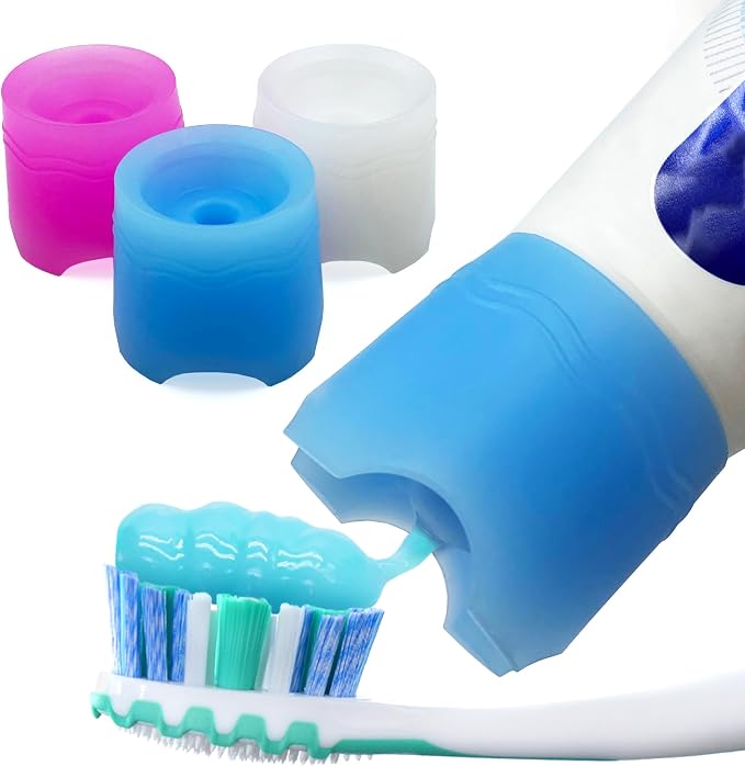 Chrome Cherry SqueezMe Self-Closing Toothpaste Caps, Silicone Lid by ChromeCherry