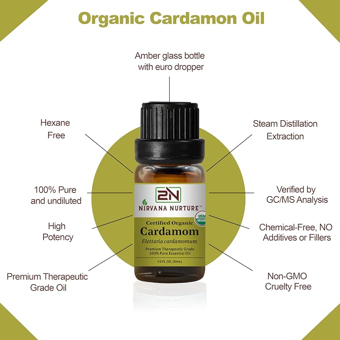 Cardamom Essential Oil USDA Certified Organic, 100% Pure Natural Premium Grade - Image 4