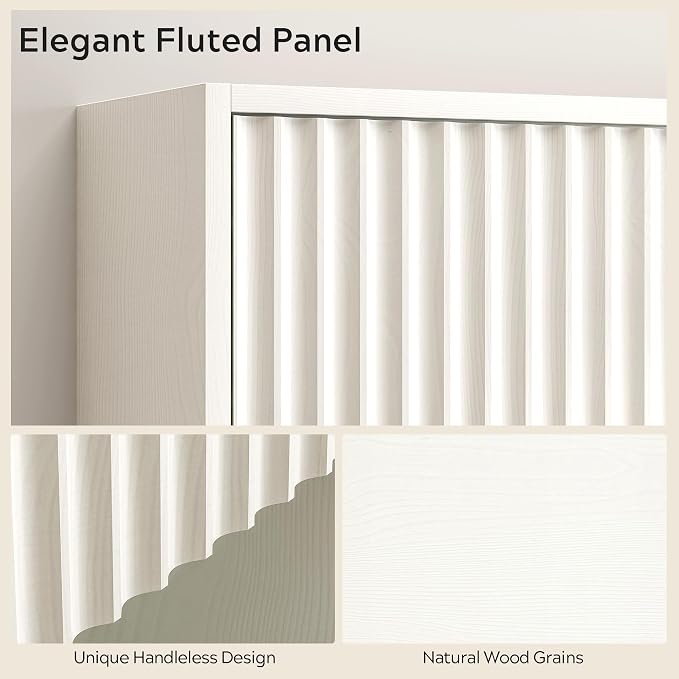 Fluted Wall Cabinet Set of 2, Wooden Bathroom Medicine Cabinet Storage - Image 3