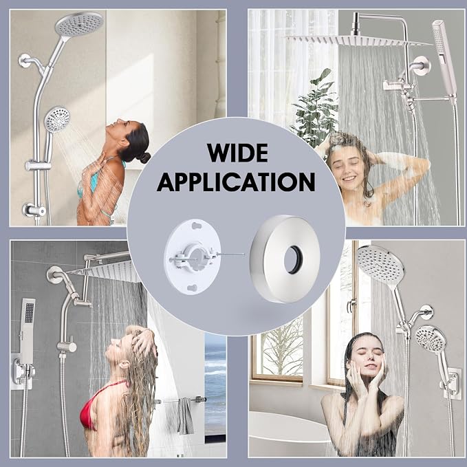 6 Inch Shower Arm with Flange and Stabilizer Bracket, Wall Mounted Shower Pipe - Image 6