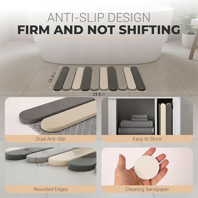 CosyVine Non-Slip Foldable Stone Bath Mats - Image 3