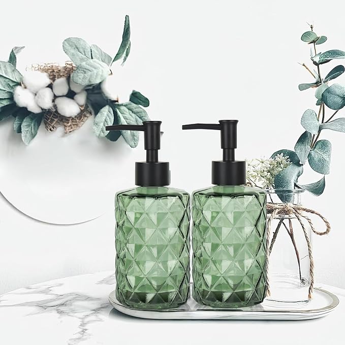 Clear Green Glass Soap Dispenser - Image 6