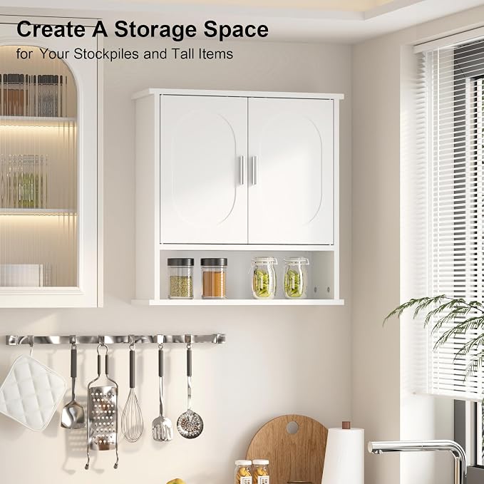 Medicine Cabinet for Bathroom, 2 Doors White Bathroom Wall Cabinet - Image 3