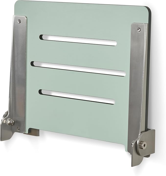 18 inch Silhouette Slimline Folding Wall Mount Shower Bench Seat, Sea Green Seat - Image 9