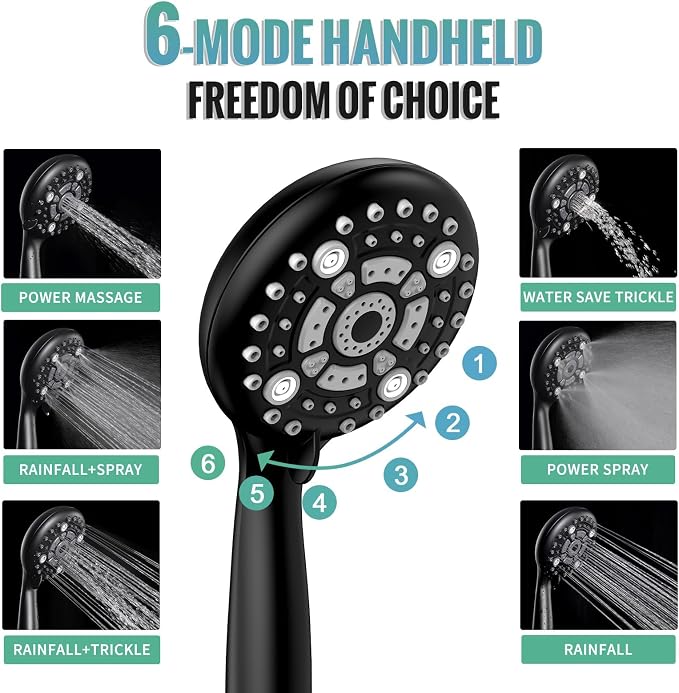 SR SUN RISE Matte Black Shower Faucet Set - Image 4