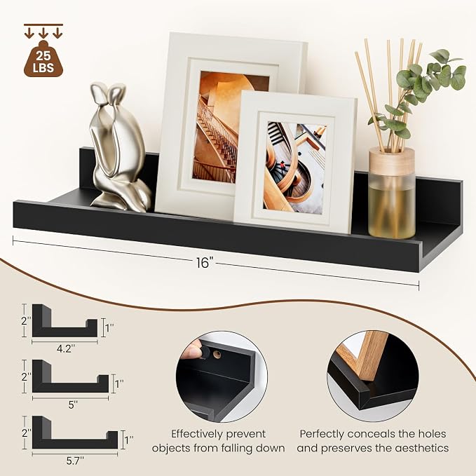 Heimlove Floating Shelves Set of 6, Display Shelf Organizer - Image 3