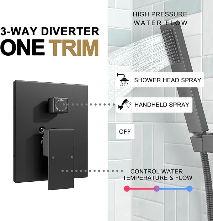 Lava Odoro Modern 2-Setting Square Shower System - Image 6