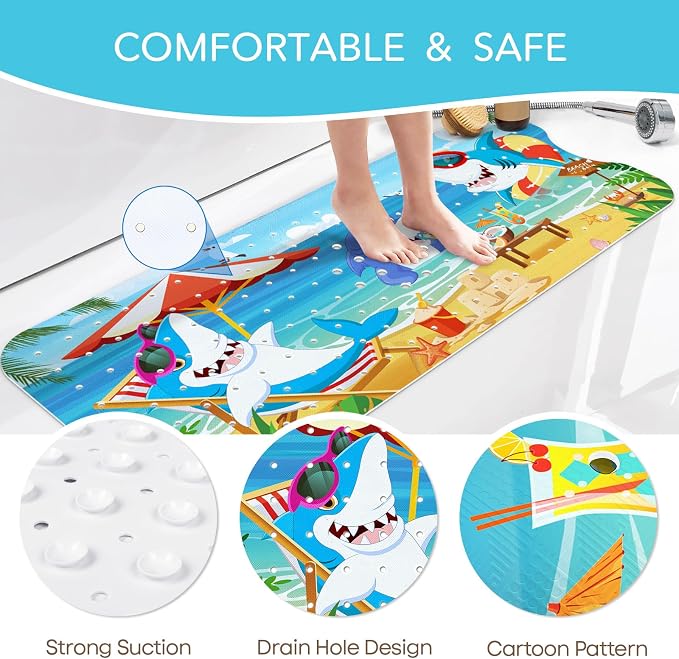 SHUCHING Baby Bath Mat for Tub Non Slip-40 X 16 Inch, Extra Long Kids Bathtub - Image 4