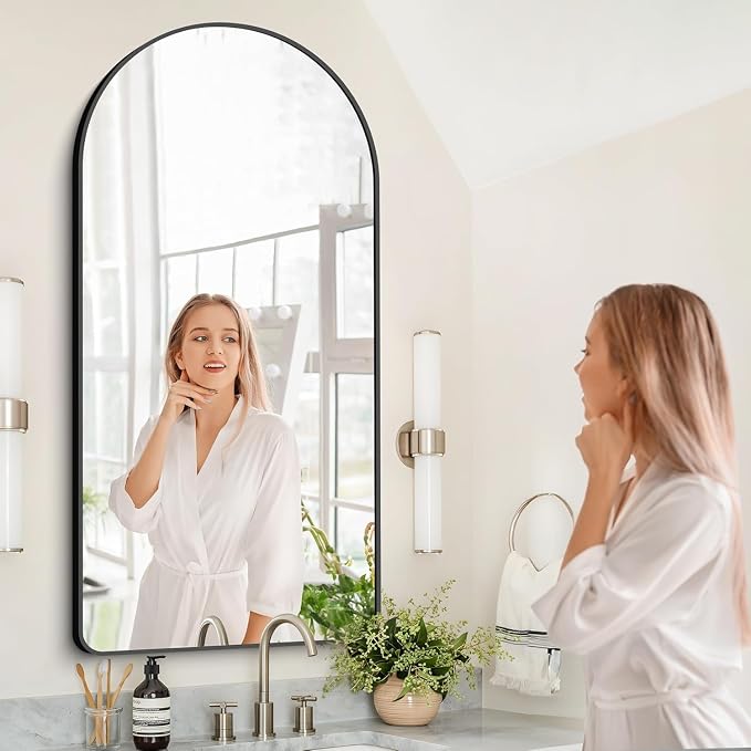 GLASHOM Arched Bathroom Mirror, Wall Mounted Mirror, Living Room, Vertically - Image 6