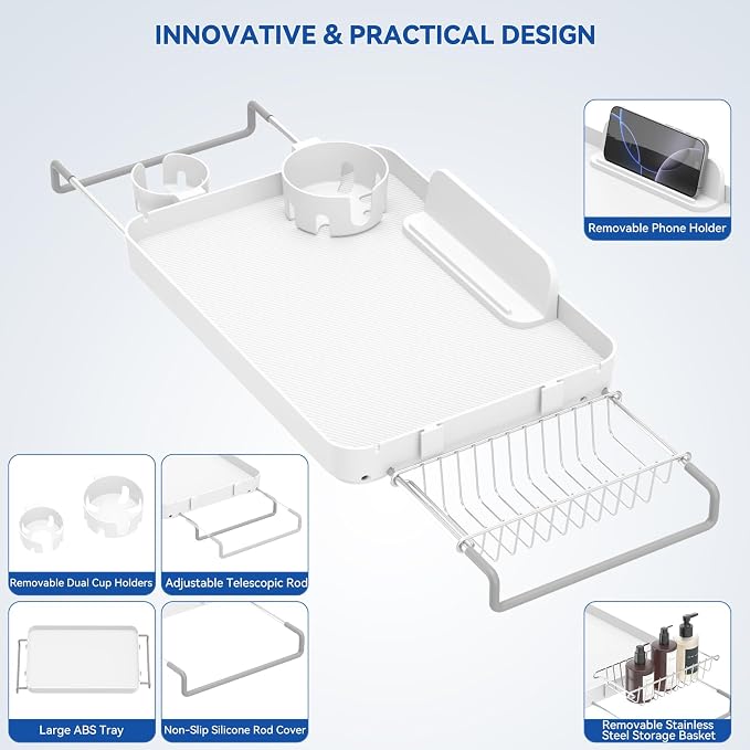 Bathtub Tray Caddy Expandable Bath Tray - Image 5
