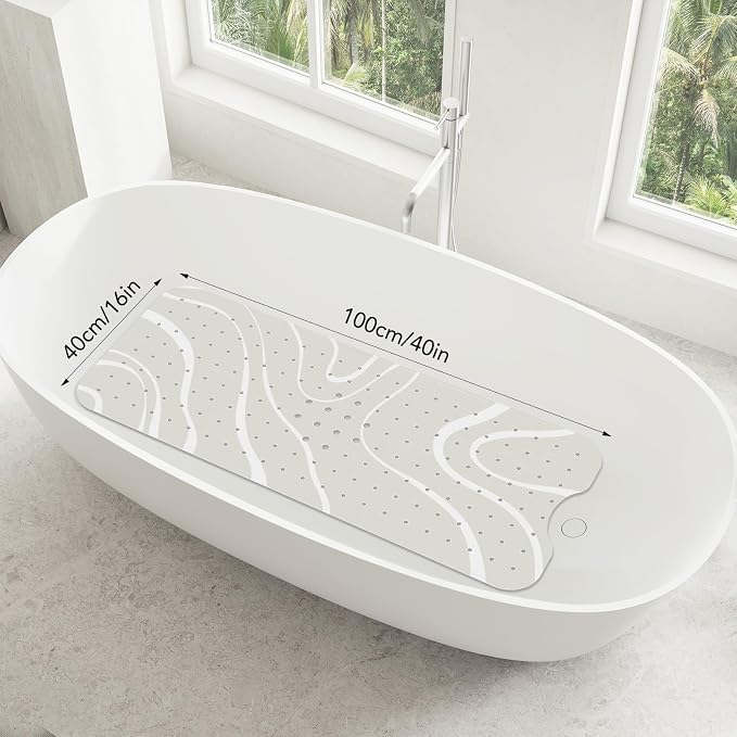 SHUCHING White Minimalist Lines Bath Mat - Image 2