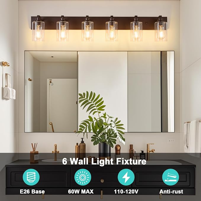 6-Light Bathroom Light Fixtures Modern ORB Vanity Lights - Image 6