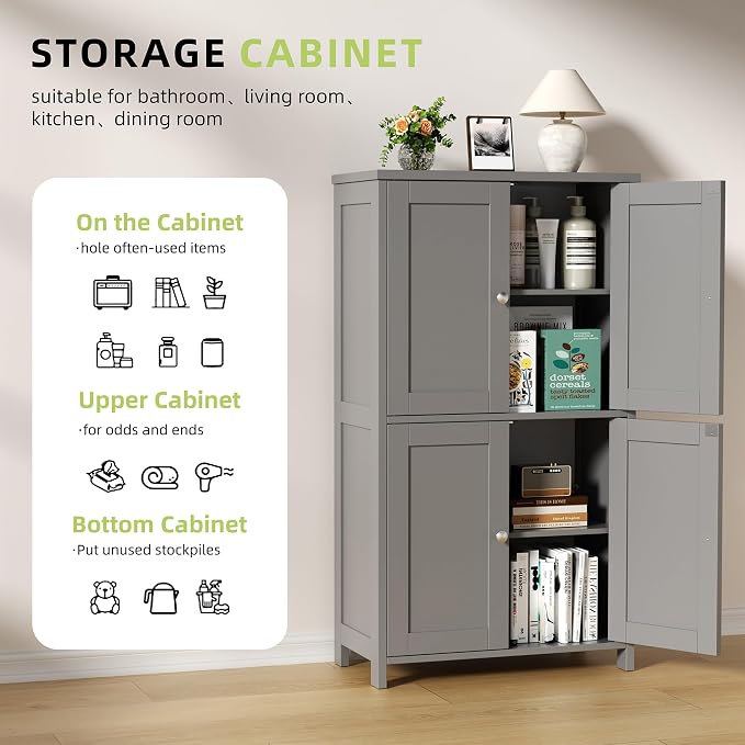 Vongrasig Bathroom Floor Storage Cabinet, Modern Storage Unit - Image 5