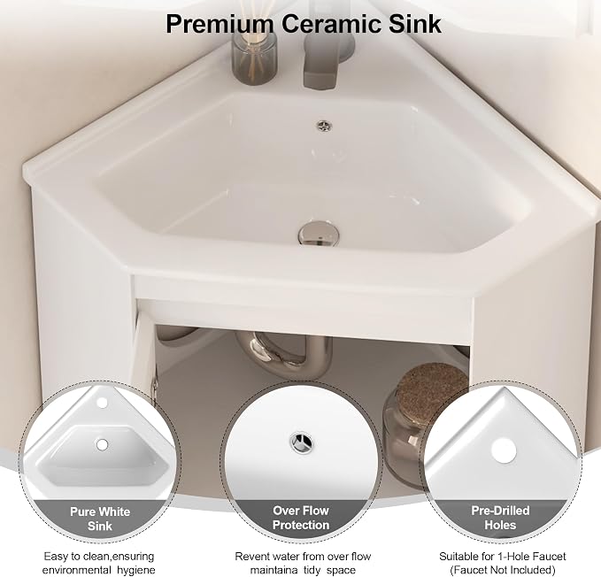 24"Corner Bathroom Vanity Sink Combo - Image 4