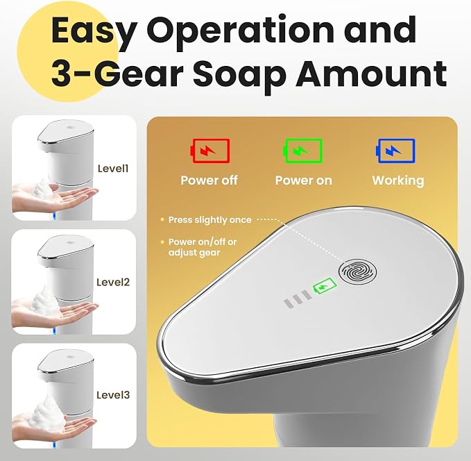 Automatic Foaming Soap Dispenser, 13oz/350ml White Touchless Foam Hand Soap - Image 3