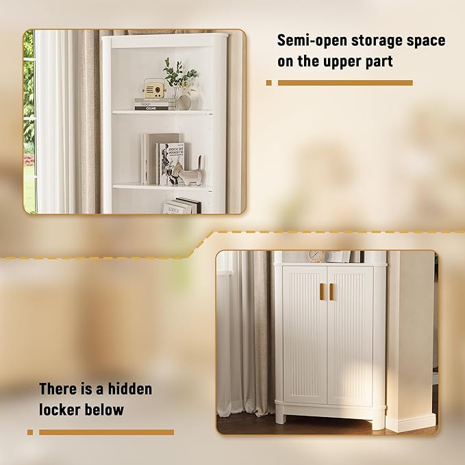69" Tall Corner Shelf with Doors, 7-Tier Corner Storage Cabinet with Doors - Image 5