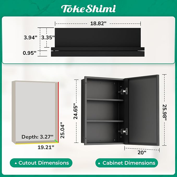 TokeShimi 20 x 26 Recessed Medicine Cabinet - Image 2