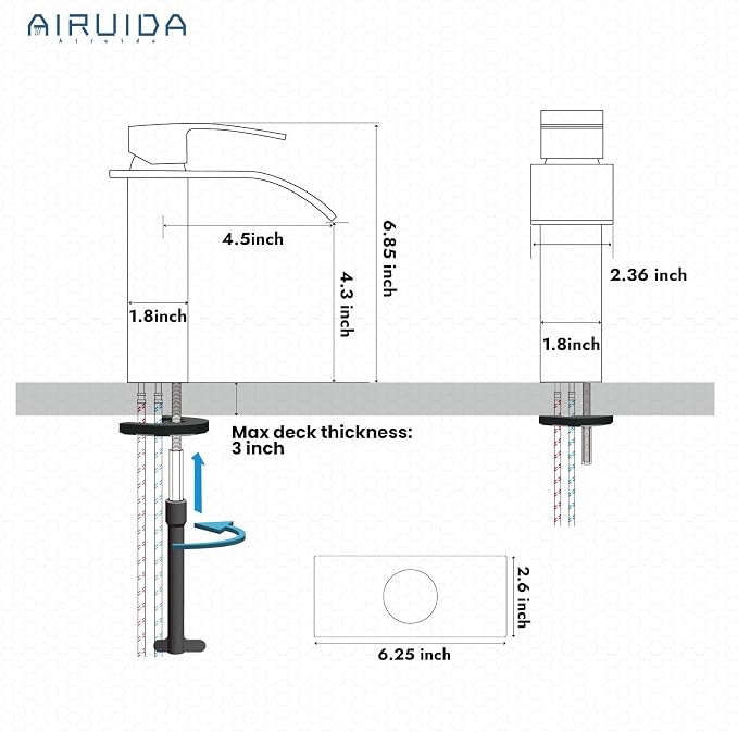 Airuida Brushed Gold Waterfall Spout Single Handle Bathroom Sink Faucet Single - Image 6