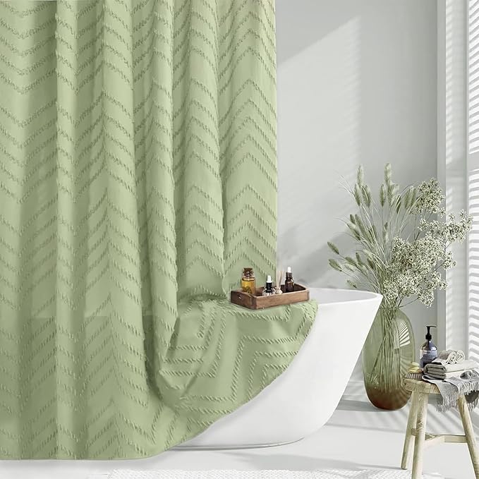 Green Boho Shower Curtain by TURKIO