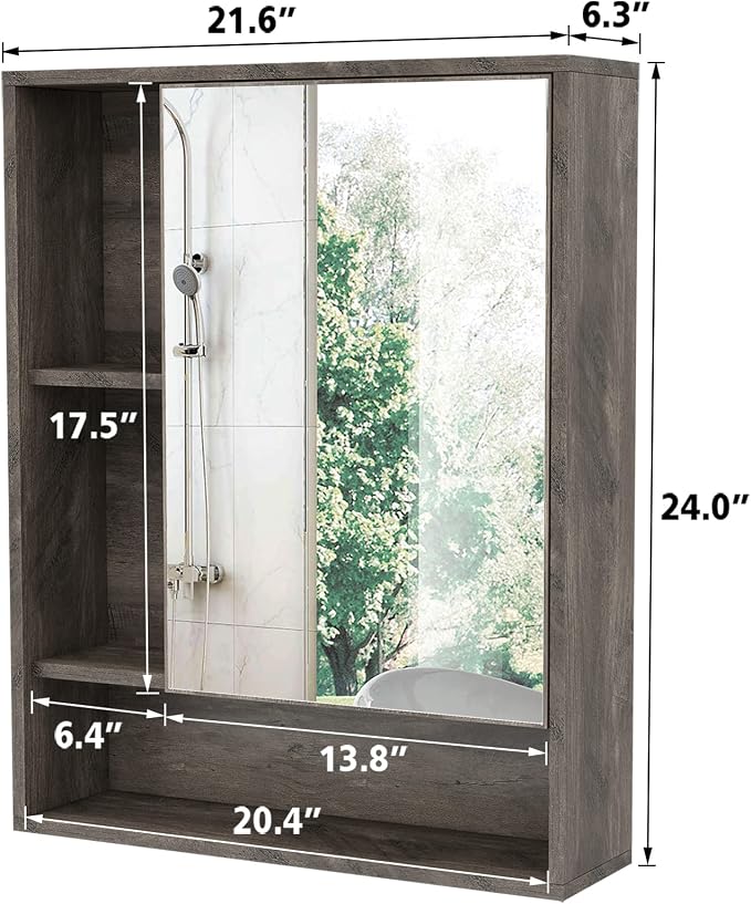 ChooChoo Bathroom Wall Mirror Cabinet, Medicine Cabinet - Image 3