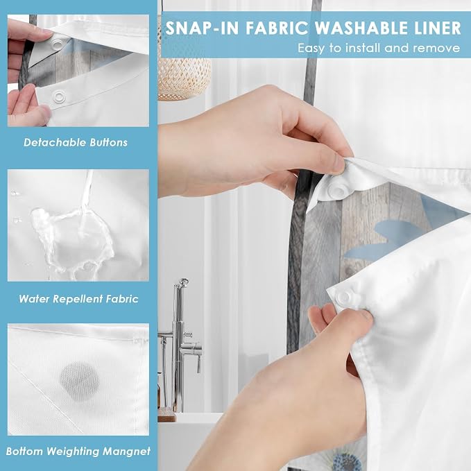 No Hook Rustic Farmhouse Shower Curtain - Image 3