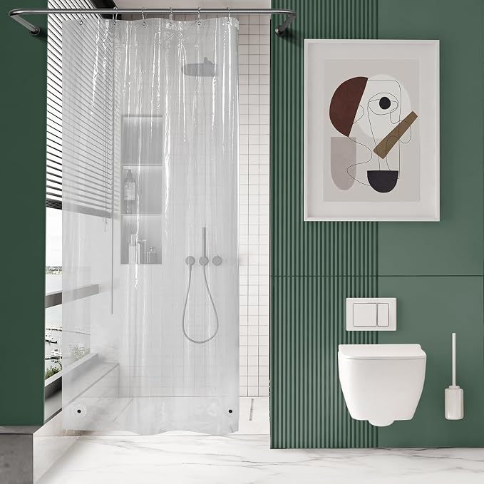 AmazerBath Small Shower Curtain Liner, 36x72 Stall Plastic Clear Shower Curtain by AmazerBath