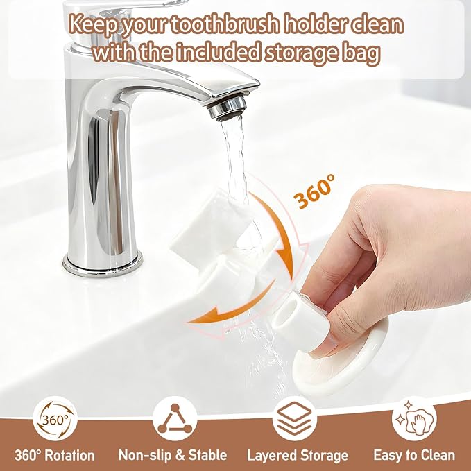 3 Pack 360° Rotating Toothbrush Holder - Image 3