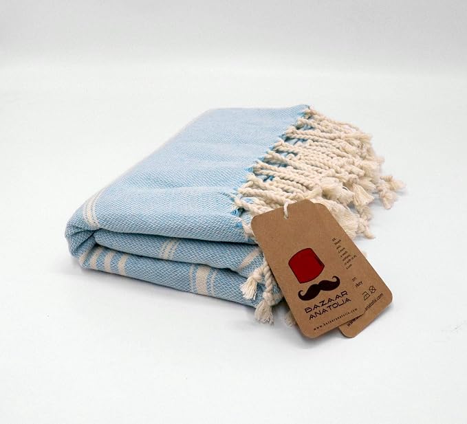 Bazaar Anatolia Slim Line Turkish Towel 100% Cotton Peshtemal Beach Towel 76x38 - Image 3