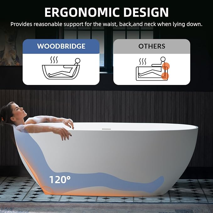 WOODBRIDGE 63" L x 28.35" W Stone Resin Luxury Contemporary Solid Surface - Image 7
