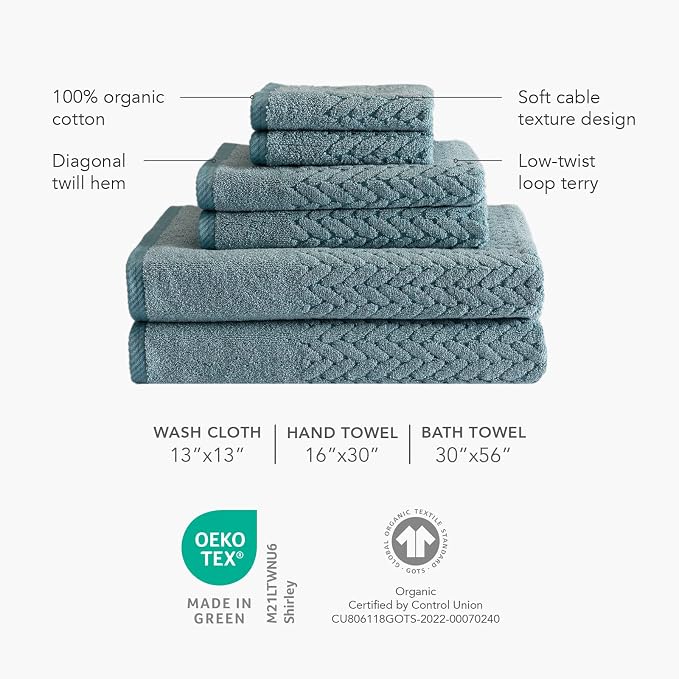 Texere 100% Organic Cotton Jacquard 650 GSM Premium Bath Towel Sets - Image 4