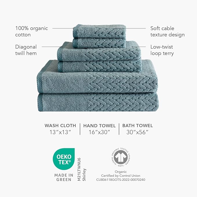 Texere 100% Organic Cotton Jacquard 650 GSM Premium Bath Towel Sets - Image 4