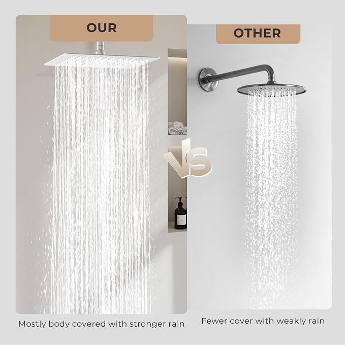 12 Inch Rain Shower Head, 1/16" Ultra Thin, Waterfall Full Body Coverage - Image 5