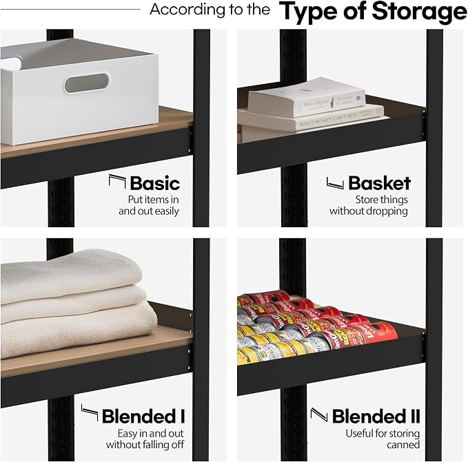 HOMEDANT House 5 Tier Laminated Metal Shelving Unit Adjustable Storage Utility - Image 5