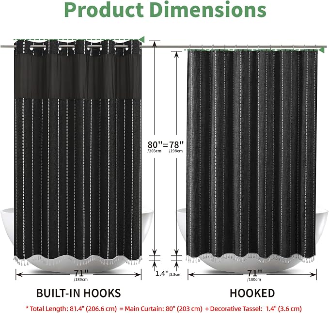 No Hook Long Shower Curtain Set - Image 7