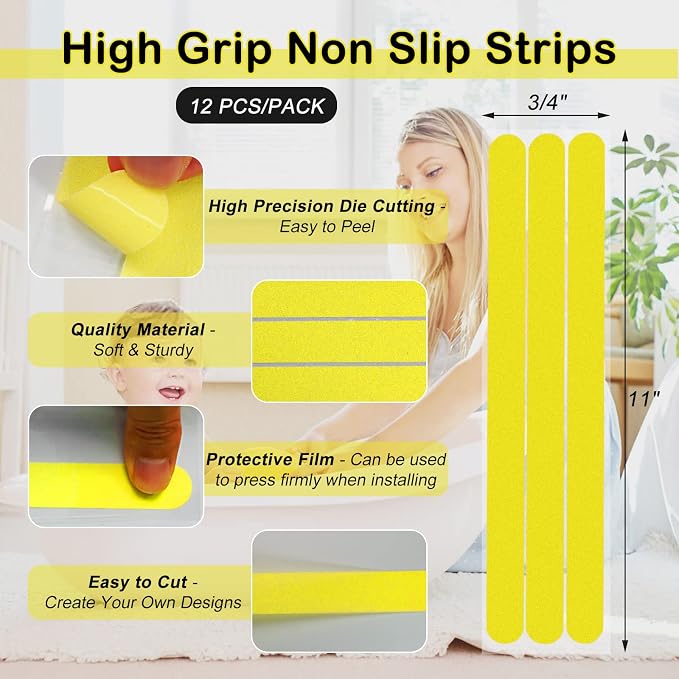 S&X Non Slip Bath Stickers, Gritty Textured Slip-Resistant Treads, 0.75-Inch by - Image 4