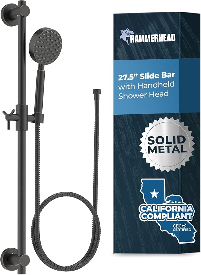 HammerHead Showers® SOLID METAL 27.5 Inch Shower Slide Bar Set and Handheld by HammerHeadShowers