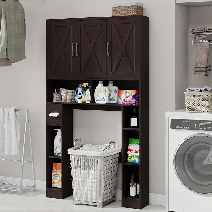 Over The Toilet Storage Cabinet, Farmhouse Toilet Cabinet Rack - Image 4
