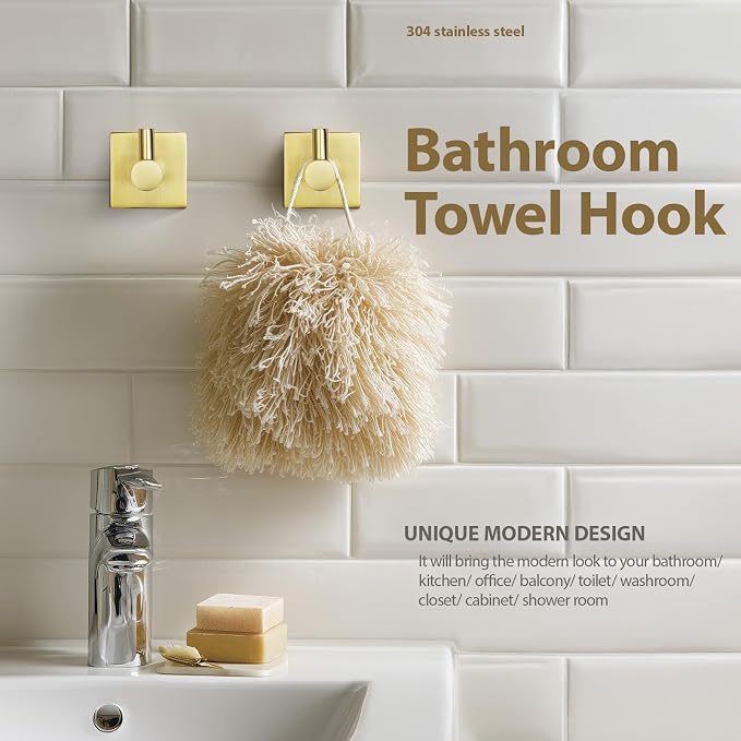 Bathroom Accessories Set Brushed Gold Towel bar Set, 4 Piece Towel Rack Set - Image 6