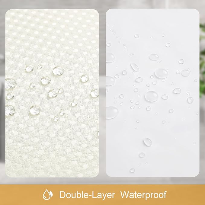 3 in 1 Stall Half Size Cream Shower Curtain Set-36 W x 72 H, Ivory Waffle - Image 6