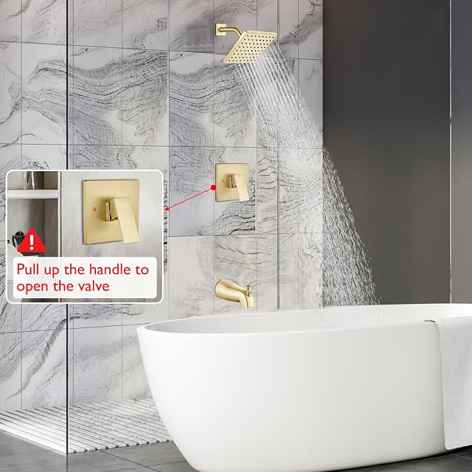 Heyalan Bathtub Shower Faucet Set, 6 Inch Square Trim Kit - Image 9