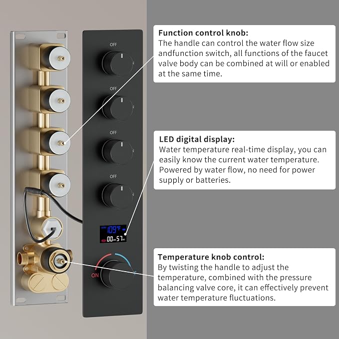 Shower Faucet Set Matte Black Shower System - Image 6