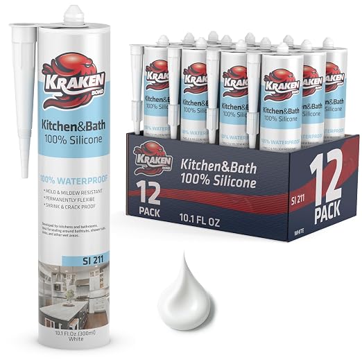 Kraken Bond Premium Kitchen and Bathroom Silicone Caulk White by KRAKENBOND