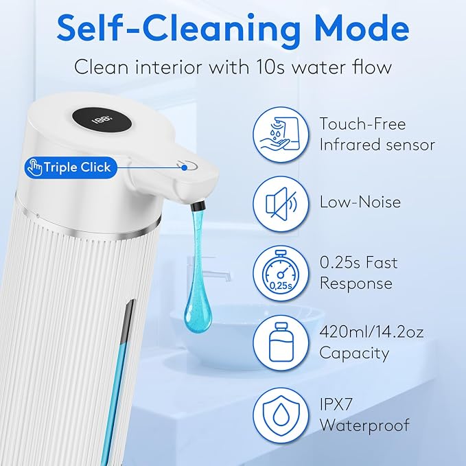2025 Upgrade Automatic Soap Dispenser Touchless, 14.2oz/420ml Dish Hand Soap - Image 3