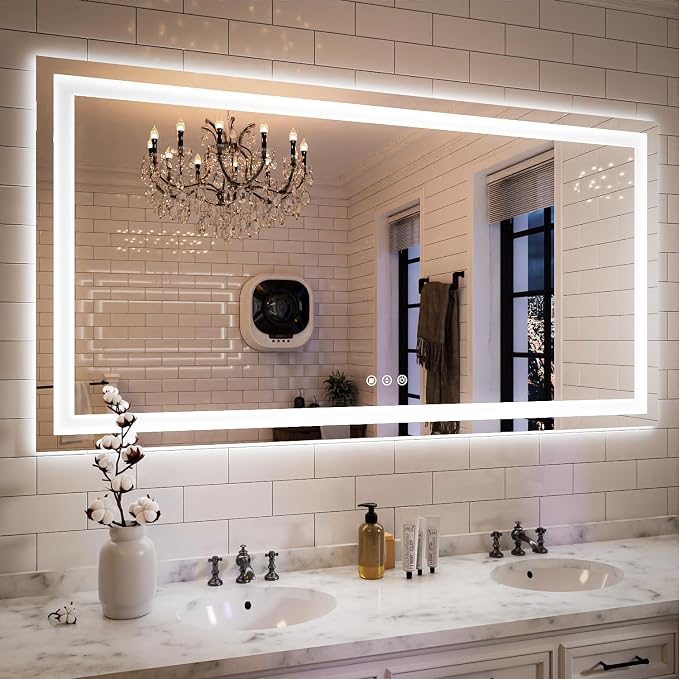 ISKM 60'' x 30'' LED Mirror for Bathroom Lighted Vanity Mirror for Wall Front by ISKM-IStillKeepMovin