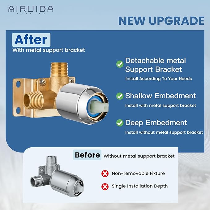 Airuida Shower Faucet Set Bathroom Rain Shower System SUS304 Stainless Steel - Image 5