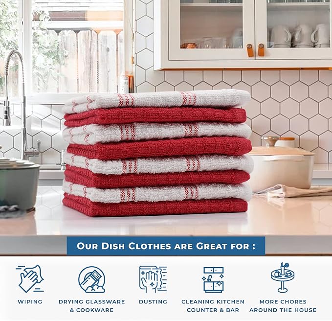 DAN RIVER Premium Dish Cloth 100% Cotton 12 X 12 Inches |Pack of 8|-Ultra Soft - Image 5