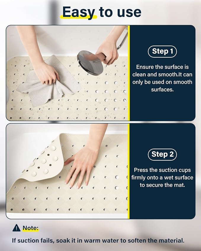 Non Slip Bathtub Mat for Tub & Shower, Machine Washable 40"x16" Anti Slip Bath - Image 7