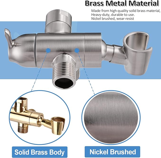 Shower Arm Diverter with Handshower Mount, G1/2 Brass Shower Diverter Valve - Image 2