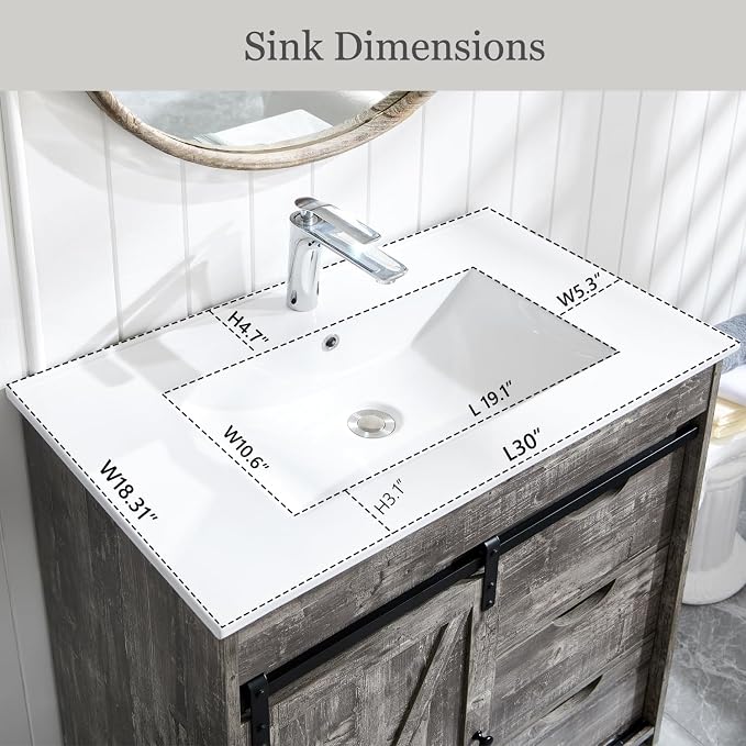 30" Farmhouse Bathroom Vanity - Image 3