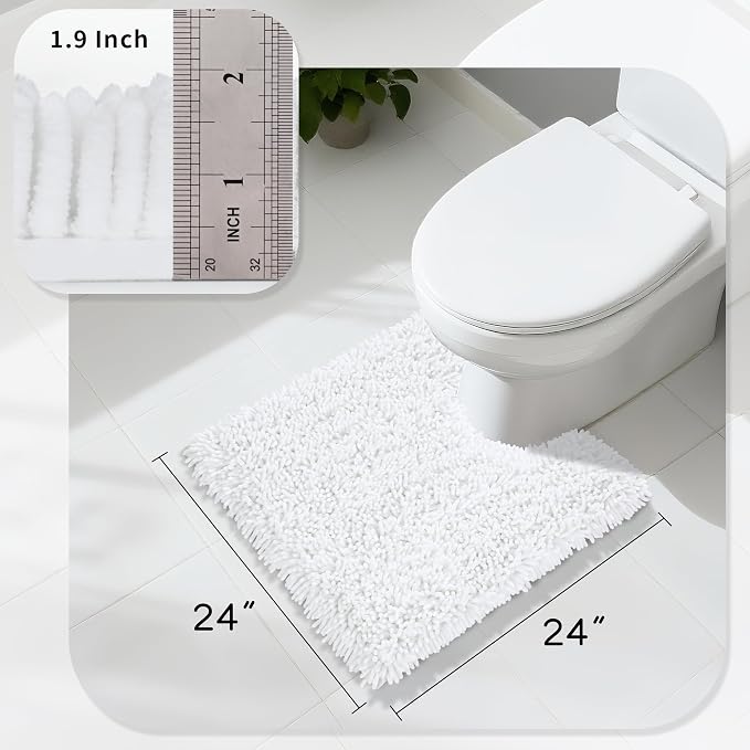 Yimobra Toilet Rugs U Shaped Washable, Extra Thick Soft Absorbent Chenille - Image 2